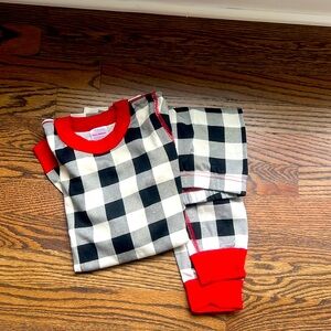 Hanna Anderson- gingham black white holiday pajamas- size 10